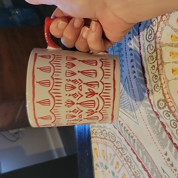 Coffee Mug,Large,Folkart,NWT,Red/white,Perfect  condition - Picture 5 of 6